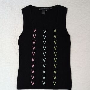 Ziani Couture Black Tank with Colorful V Accents